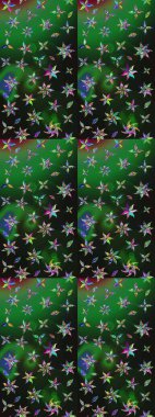 Raster Çiçek İllüstrasyonu güzel tekstil. Yeşil ve gri renkte etnik çiçeklerle süslenmiş zarif bir eskiz..