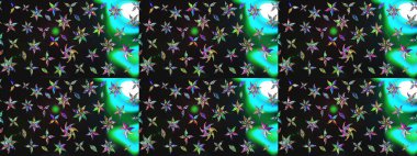 Raster çiçek desenleri çiziyor. Vadinin çiçekleri gri ve yeşil renklerde.