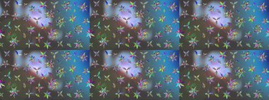 Raster çiçek desenleri çiziyor. Vadinin çiçekleri mavi ve gri renklerde.