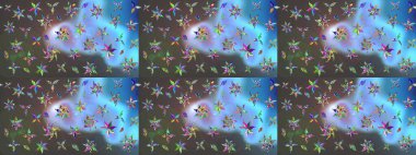 Eskiz arkaplan modeli. Mavi ve gri renkte yaprakları olan yabani çiçekler. Suluboya, elle çizilmiş. Raster illüstrasyonu.