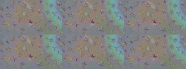 Çiçekli güzel suluboya desen. Raster illüstrasyonu. Gri ve nötr renklerde.