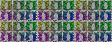 Raster düz çiçekleri pürüzsüz desen. Yeşil renkli çiçekler. Tasarım hediye paketi, tebrik kartları, posterler ve afiş tasarımı.