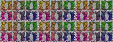 Raster illüstrasyonu. Tropik, dikişsiz çiçek deseni. Renkli çiçekler.