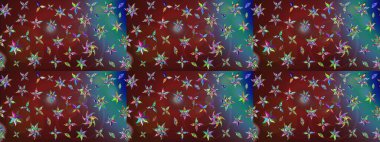 Kahverengi ve mavi renklere karalamalar çizilmiş çiçek deseni. Raster illüstrasyonu.