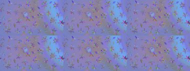 Karalama çiçekleri çizim kalıbı. Sanat ilham verici ve mavi tarzı çiçekler ve arkasında izler bırakıyor. Mor ve mavi el çizimi desen. Raster deseni.