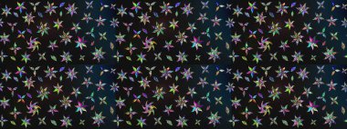 El çizimi çiçekli soyut çizim kalıbı. Raster illüstrasyonu. Gri ve mavi renkte çiçekler.