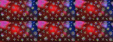 Raster deseni. Raster illüstrasyonu. Küçük çiçekteki sevimli çiçek deseni. Soyut çiçek çizim kalıbı arka planı. Kırmızı ve kahverengi renklerde.