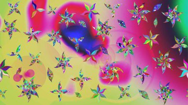 Raster illüstrasyonu. Çiçek desenli çizim. Asya tekstil tarzında. Tarafsız ve pembe renklerde çiçekler. Raster illüstrasyonu.