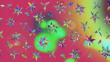 Moda baskıları için zarif bir şablon. Modern çiçek arkaplanı. Parlak renkli çiçekleri ve pembe ve yeşil renkli yaprakları olan harika bir çiçek deseni. Halk stili.