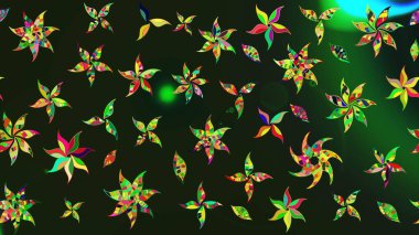 Gri ve yeşil renkli şirin çiçek desenleri. Raster Modaya uygun kumaş deseni. Renkli Bahar Teması eskiz kalıbı. Düz Çiçek Elementleri Tasarımı.