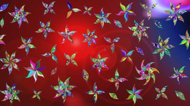 Çiçekler. Vadinin kırmızı ve kahverengi renkli çiçekleri. Soyut etnik raster çizim kalıbı.