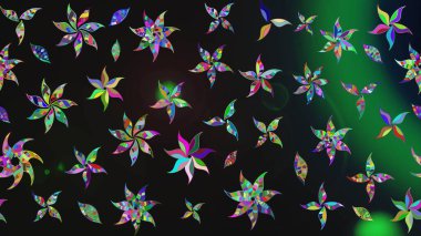 Gri ve yeşil renklerde. Soyut çiçek çizim kalıbı arka planı. Raster deseni. Raster illüstrasyonu. Küçük çiçekte sevimli çiçek deseni var..