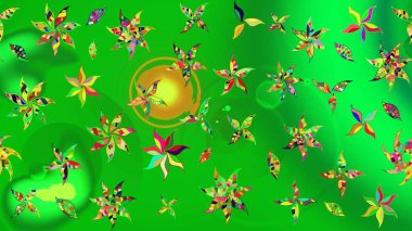 Yeşil ve sarı renkli vadi çiçekleri. Çiçeksel çizim kalıbının çizimi.