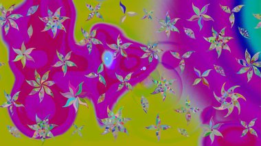 Renkli Bahar Teması eskiz kalıbı. Düz Çiçek Elementleri Tasarımı. Güzel kumaş deseni. Raster illüstrasyonunda çiçek deseni çizimi.