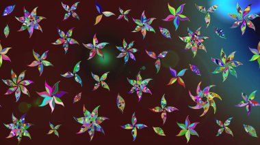 Moda baskıları için zarif bir şablon. Motley illüstrasyonu. Kahverengi ve mavi çiçekli bahar çiçekleri. Küçük çiçekte güzel bir desen. Küçük renkli çiçekler..