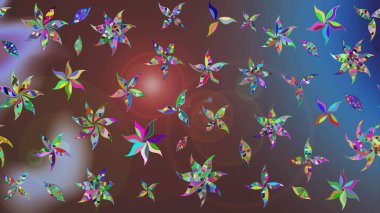 Şirin çiçek elementleri. Düz Çiçek Elementleri Tasarımı. Raster illüstrasyonu. Taslak desenli, modaya uygun kumaş deseni. Renkli Bahar Teması çizim şablonu.