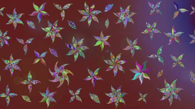 Raster çiçek desenli çiçek deseni, yapraklar, dekoratif elementler, sıçrama, lekeler, el çizimi kontur çizgileri ve Doodle çizim stili, grafik raster çizim çizimi.