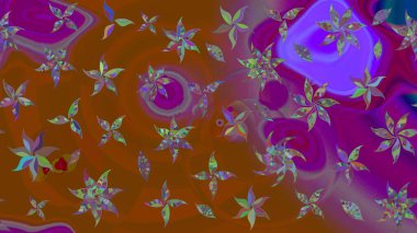 Soyut etnik raster çizim kalıbı. Kabile sanatı boho baskısı, klasik çiçek arkaplanı. Arkaplan dokusu, duvar kağıdı, kahverengi ve mor renkli çiçek teması.