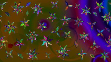 Raster çiçek desenleri çiziyor. Vadinin çiçekleri kahverengi ve yeşil renklerde.