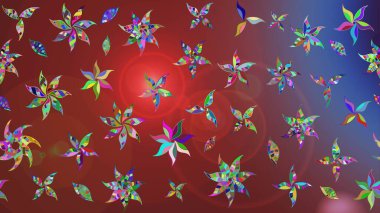 Çiçek buketleriyle klasik bir eskiz şekli. Kahverengi ve kırmızı renklerde. Raster illüstrasyonu.