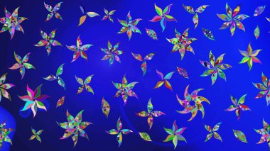 Mavi ve yeşil renkler üzerine çiçek desenli eskiz, el yapımı papatyalar, papatyalar. Tekrarlayan çiçek arkaplanı, zarif mavi ve yeşil çiçek duvar kağıdı.