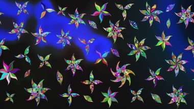 Vadinin çiçekleri gri ve mavi renklerde. Çiçeksel çizim kalıbının çizimi.