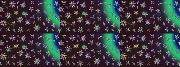 Raster illüstrasyonundaki çiçek desenli çizim. Kahverengi ve yeşil renkli çiçekler. Renkli Yaz Temalı eskiz kalıbı. Düz Çiçek Elementleri Tasarımı.