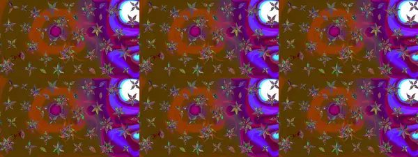 Kahverengi ve mor üzerine çiçekler. Eskiz arkaplan modeli. Suluboya, elle çizilmiş. Raster stoku.