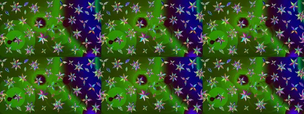 Çiçekler yeşil ve maviye. Eskiz arkaplan modeli. Suluboya, elle çizilmiş. Raster stoku.