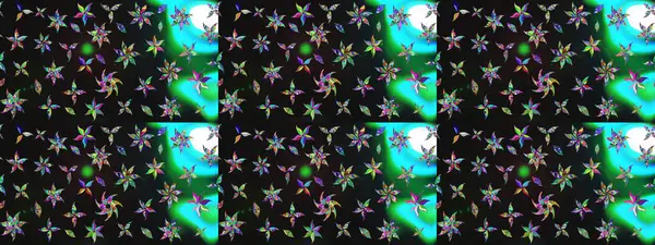 Raster çiçek desenleri çiziyor. Vadinin çiçekleri gri ve yeşil renklerde.