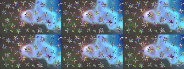 Eskiz arkaplan modeli. Mavi ve gri renkte yaprakları olan yabani çiçekler. Suluboya, elle çizilmiş. Raster illüstrasyonu.