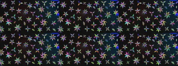 Raster düz çiçek çizim deseni. Hediye ambalaj kağıdı, tebrik kartları, posterler ve pankart tasarımı. Gri ve mavi renkte çiçekler.