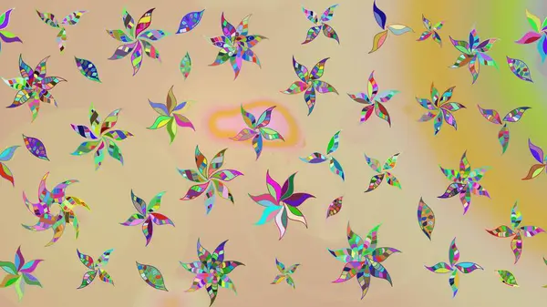 Bej ve nötr renklerde Asya tekstili. Raster illüstrasyonu. Suluboya çiçekli çiçek deseni.