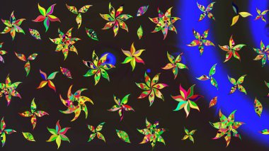 Nazik, yaz çiçekleri kahverengi ve gri renklerde. Çiçekli karalama şeklinde Raster çiçek deseni. Raster illüstrasyonu.