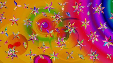 Tekstil tasarımı için sarı ve kırmızı renkte geleneksel halk çiçekleri buketi. Üzerinde gelincikler ve vadi zambakları olan renkli çiçek desenli nakış..