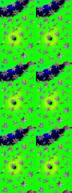 Sevimli çiçek raster deseni. Renkli Yaz Temalı eskiz kalıbı. Düz Çiçek Elementleri Tasarımı. Yeşil ve mavi renkte çiçekler.