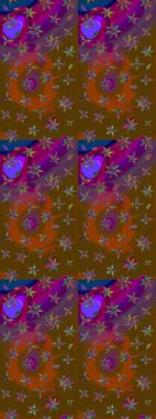 Tomurcukları papatya çiçekleri olan sevimli bir çiçek deseni. Kumaş, tekstil, duvar kağıdı baskısı için. Eskiz geçmişi. Miles Fleur, süslü püslü bir süs. Eski usul. Raster illüstrasyonu.