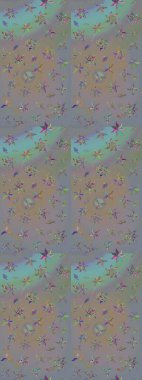 Raster illüstrasyonu. Yaprak ve çiçeklerin suluboya resmi, gri ve bej renkler üzerine eskiz deseni. Gri ve bej renklerde bahar çiçekleri..