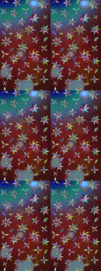 Küçük çiçekli yay deseni çiz. Suluboya tarzında kahverengi ve mavi renkler. Raster illüstrasyonu.