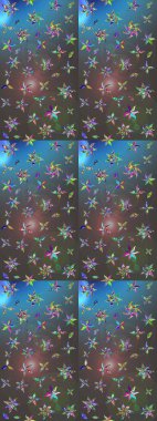 Düz Çiçek Elementleri Tasarımı. Renkli Bahar Teması eskiz kalıbı. Raster..