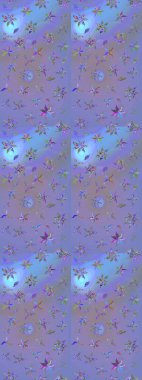 Çiçekli eskiz arkaplanı. Renkli Bahar Teması eskiz kalıbı. Düz Çiçek Elementleri Tasarımı. Çocuk stili.