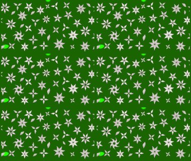 Raster illüstrasyonu. Yumuşak, yeşil renkli yaz çiçekleri. Raster çiçek desenli ve çiçekli..
