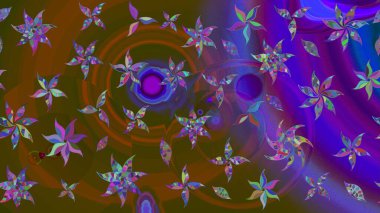 Düz Çiçek Elementleri Tasarımı. Renkli Bahar Teması eskiz kalıbı. Eskiz klasiği. Raster Şirin kumaş deseni.