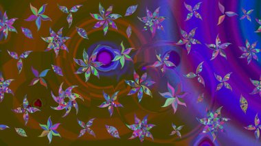 Raster illüstrasyonu. Güzel kumaş deseni. Düz Çiçek Elementleri Tasarımı. Çiçek desenli çizim. Asya tekstil tarzında. Renkli Bahar Teması çizim şablonu.