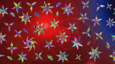 Raster illüstrasyonundaki çiçek desenli çizim. Suluboya tarzında kırmızı ve kahverengi renkte çiçekler.