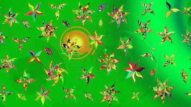 Klasik taslak çizimi. Raster çiçek izi. Çiçek yeşili ve sarı çizim deseni.