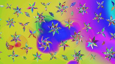 Raster. Sarı ve mor renkli güzel çiçekli çizim deseni, suluboya çiçek deseni, duvar kağıdı, kart veya kumaş için fayanslı.