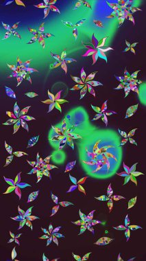 Çiçekler suluboya eskiz deseni. Raster Stili kumaş deseni.