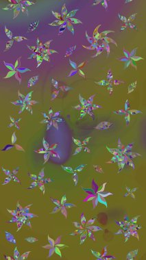 Renkli Bahar Teması eskiz kalıbı. Çiçekli çizim şekli. Kahverengi ve yeşil renkli çiçekler. Düz Çiçek Elementleri Tasarımı.