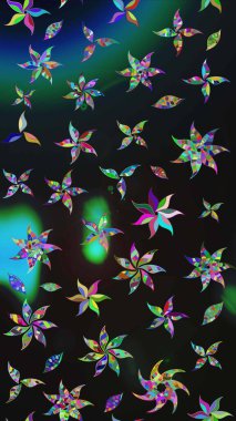 Raster illüstrasyonu. Düz Çiçek Elementleri Tasarımı. Çiçek deseni. Renkli Bahar Teması eskiz kalıbı. Chichi kumaş deseni çiz.